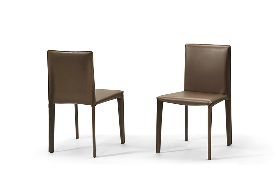 High Back Dining Chairs Catania in Leather Upholstery