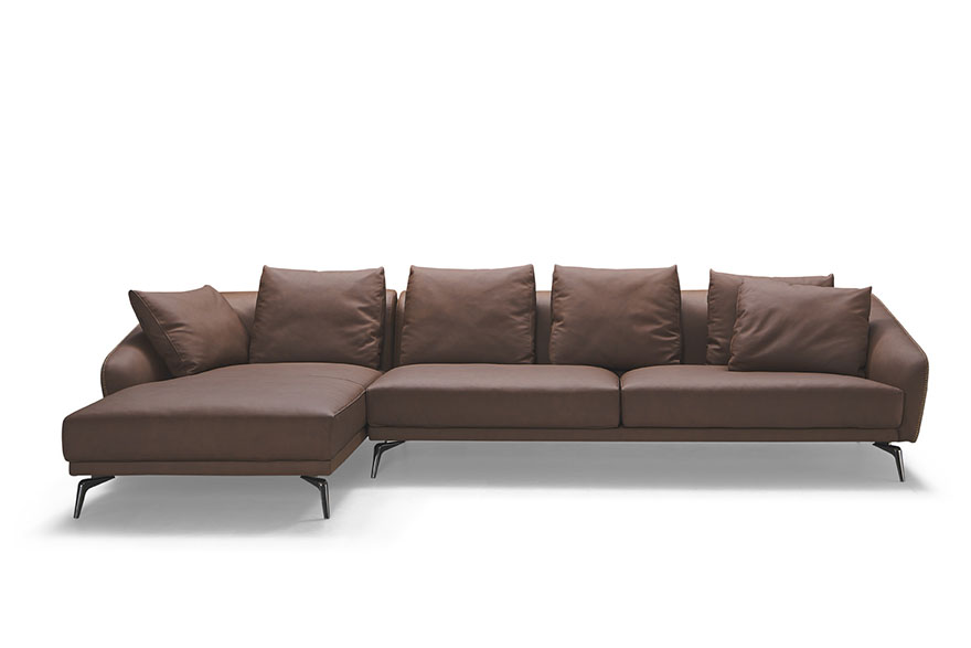 Classic Brown Leather Couch Landy | bmscasa